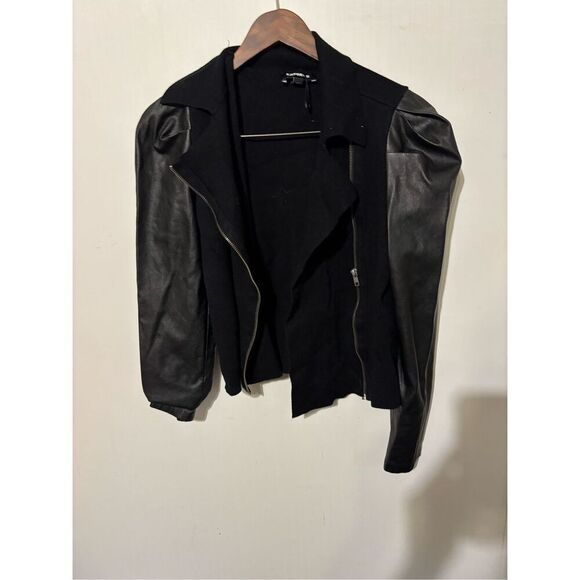 Express Women's Small Black Faux Leather Moto Style Jacket Coat - Picture 1 of 5